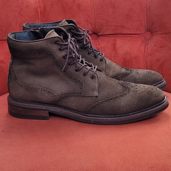 Flag Ltd. Wing Tip Brown Leather Suede Men's Boots Size 11.5 - Picture 2 of 13